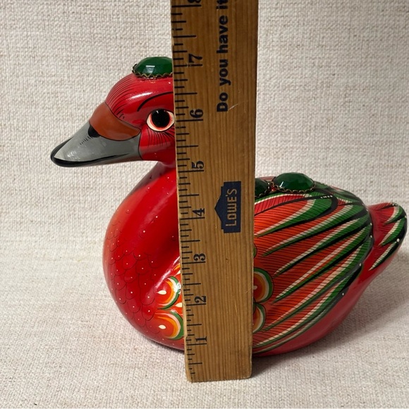 Vintage Tonala Mexican Pottery Clay Duck Folk Art Hand Painted Mexico Signed - Picture 11 of 12